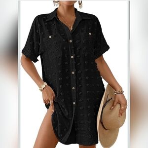 Bsubseach NWOT Swimsuit Coverup  Swiss Dot Bathing Suit Swimwear Button Down - M